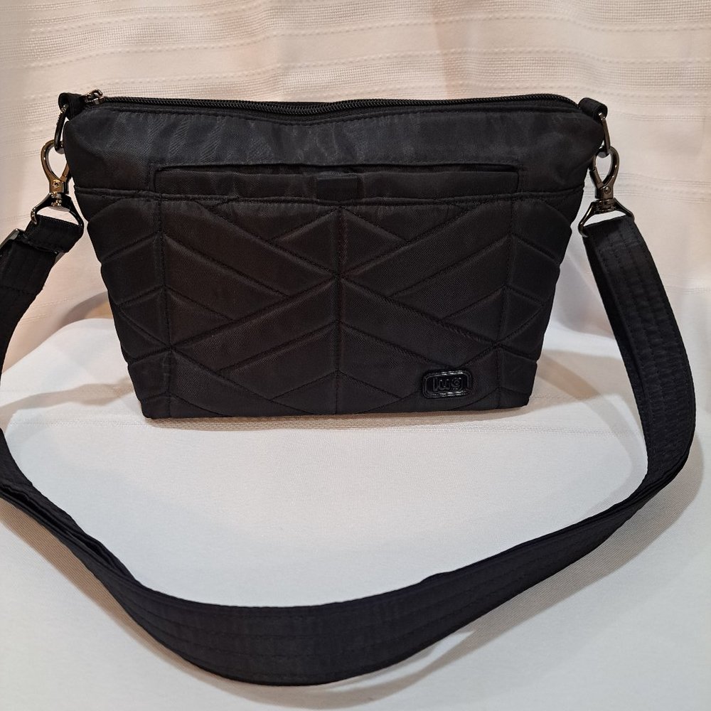 Lug Flare Small Crossbody – Midnight Black with Lily Gray interior